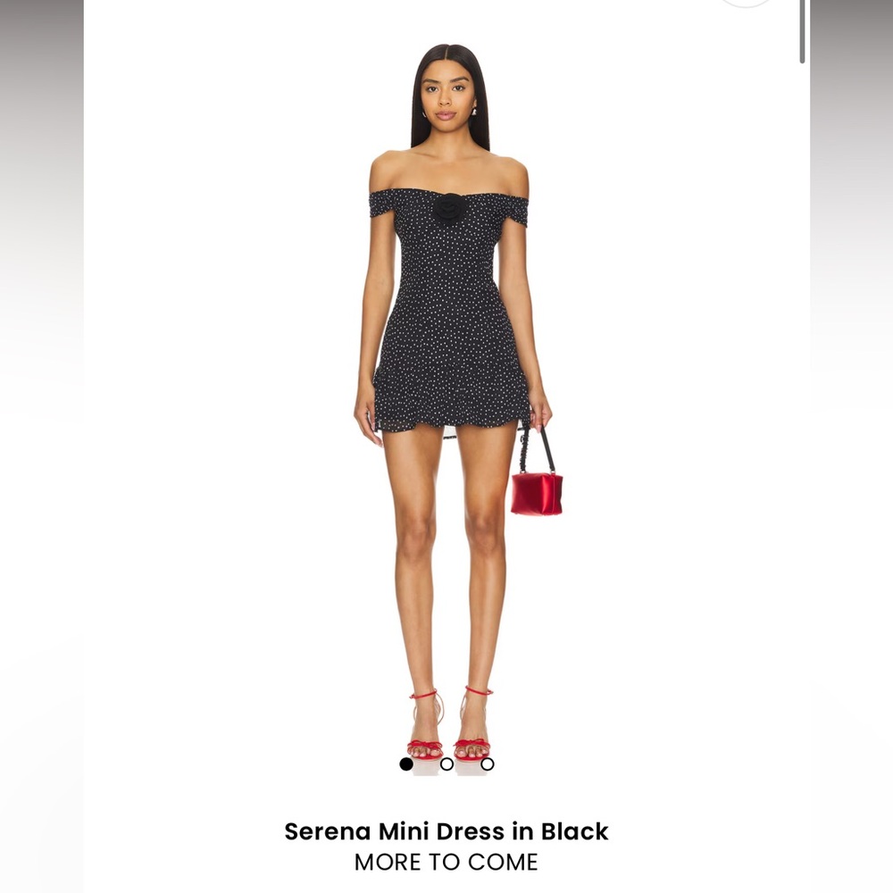 MORE TO COME Serena Polka Dot Off-Shoulder Dress